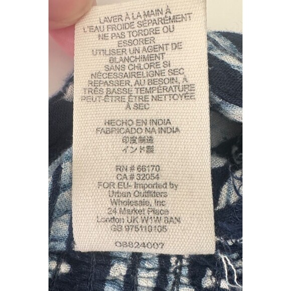 Free People Wide Leg Crop Pant Medium Slit Boho Coastal Beach Elastic Waist Navy - Picture 6 of 8